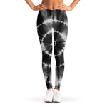 Black And White Tie Dye Print Women's Leggings
