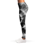 Black And White Tie Dye Print Women's Leggings