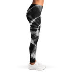 Black And White Tie Dye Print Women's Leggings