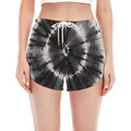 Black And White Tie Dye Print Women's Split Running Shorts