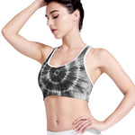 Black And White Tie Dye Print Women's Sports Bra