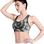 Black And White Tie Dye Print Women's Sports Bra