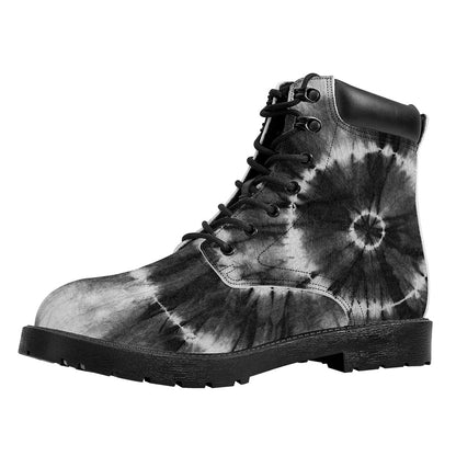 Black And White Tie Dye Print Work Boots