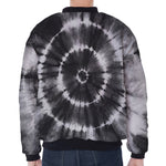 Black And White Tie Dye Print Zip Sleeve Bomber Jacket