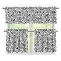 Black And White Tiger Pattern Print 3 Piece Kitchen Curtains