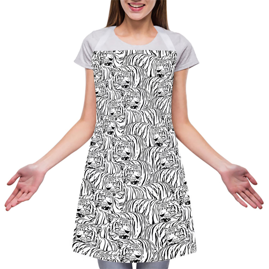 Black And White Tiger Pattern Print Adjustable Apron