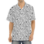 Black And White Tiger Pattern Print Aloha Shirt