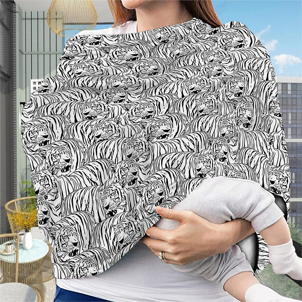 Black And White Tiger Pattern Print Baby Seat Cover