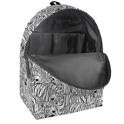 Black And White Tiger Pattern Print Backpack