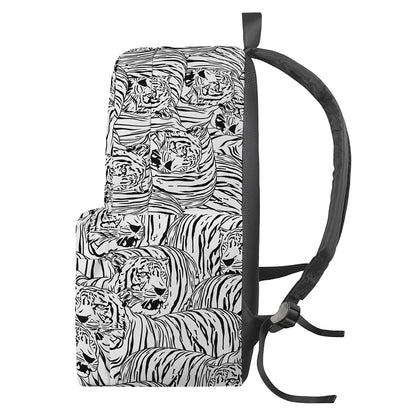 Black And White Tiger Pattern Print Backpack