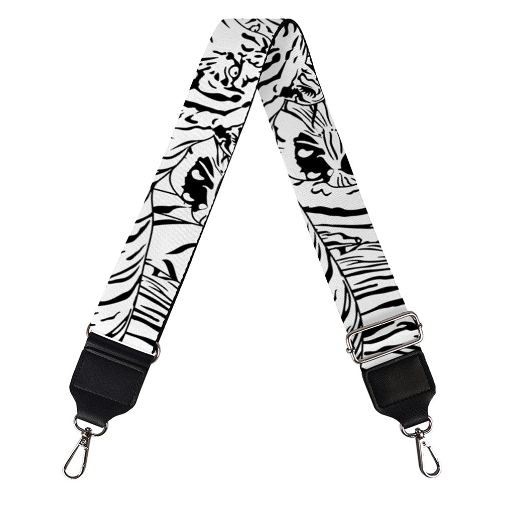Black And White Tiger Pattern Print Bag Strap