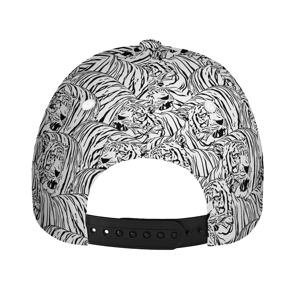 Black And White Tiger Pattern Print Baseball Cap