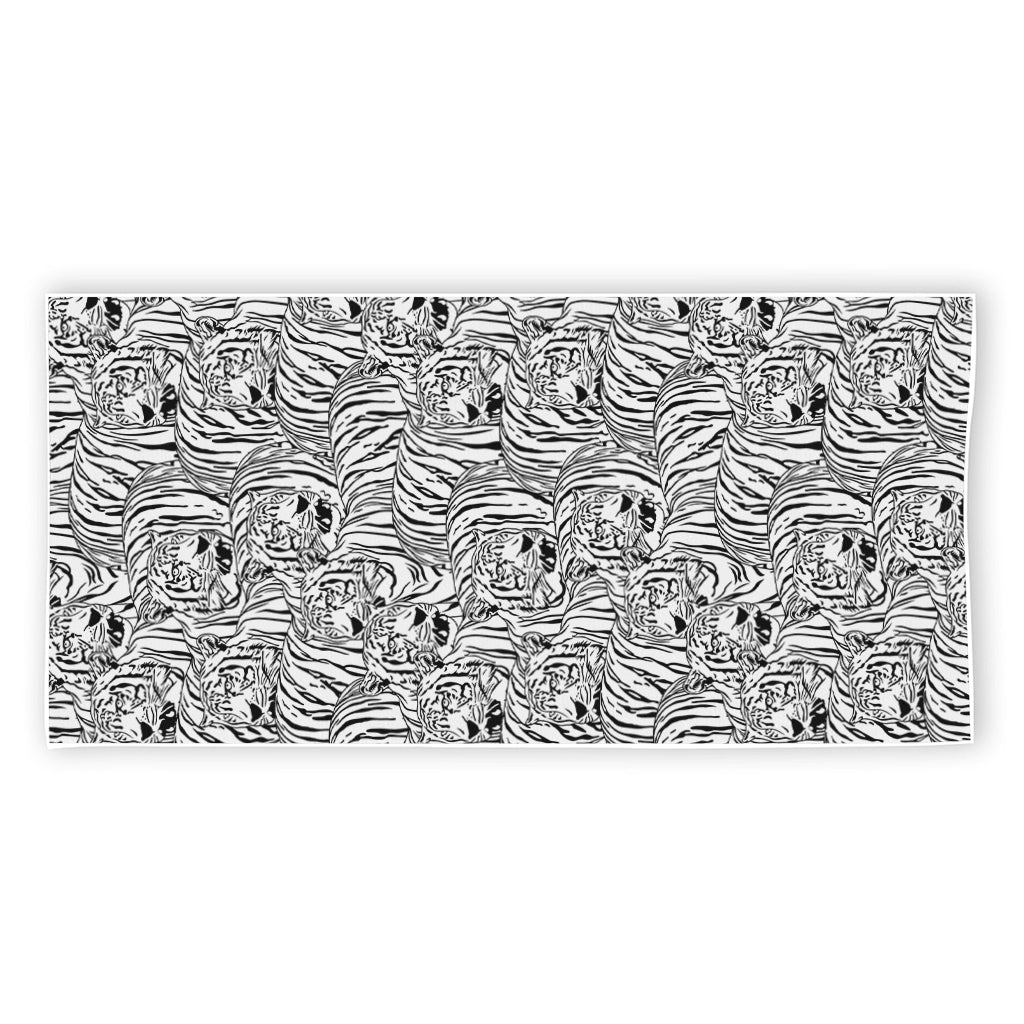 Black And White Tiger Pattern Print Beach Towel
