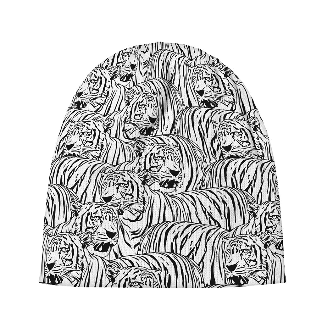 Black And White Tiger Pattern Print Beanie