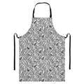Black And White Tiger Pattern Print Bib Apron With Pocket