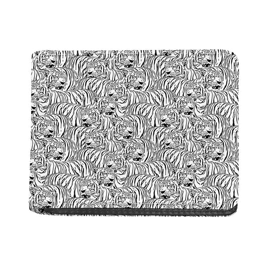 Black And White Tiger Pattern Print Bifold Wallet