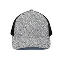 Black And White Tiger Pattern Print Black Mesh Trucker Hat