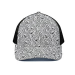 Black And White Tiger Pattern Print Black Mesh Trucker Cap