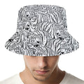 Black And White Tiger Pattern Print Bucket Hat