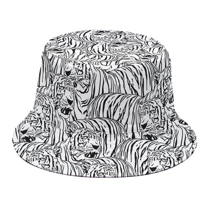 Black And White Tiger Pattern Print Bucket Hat