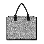 Black And White Tiger Pattern Print Canvas Tote Bag