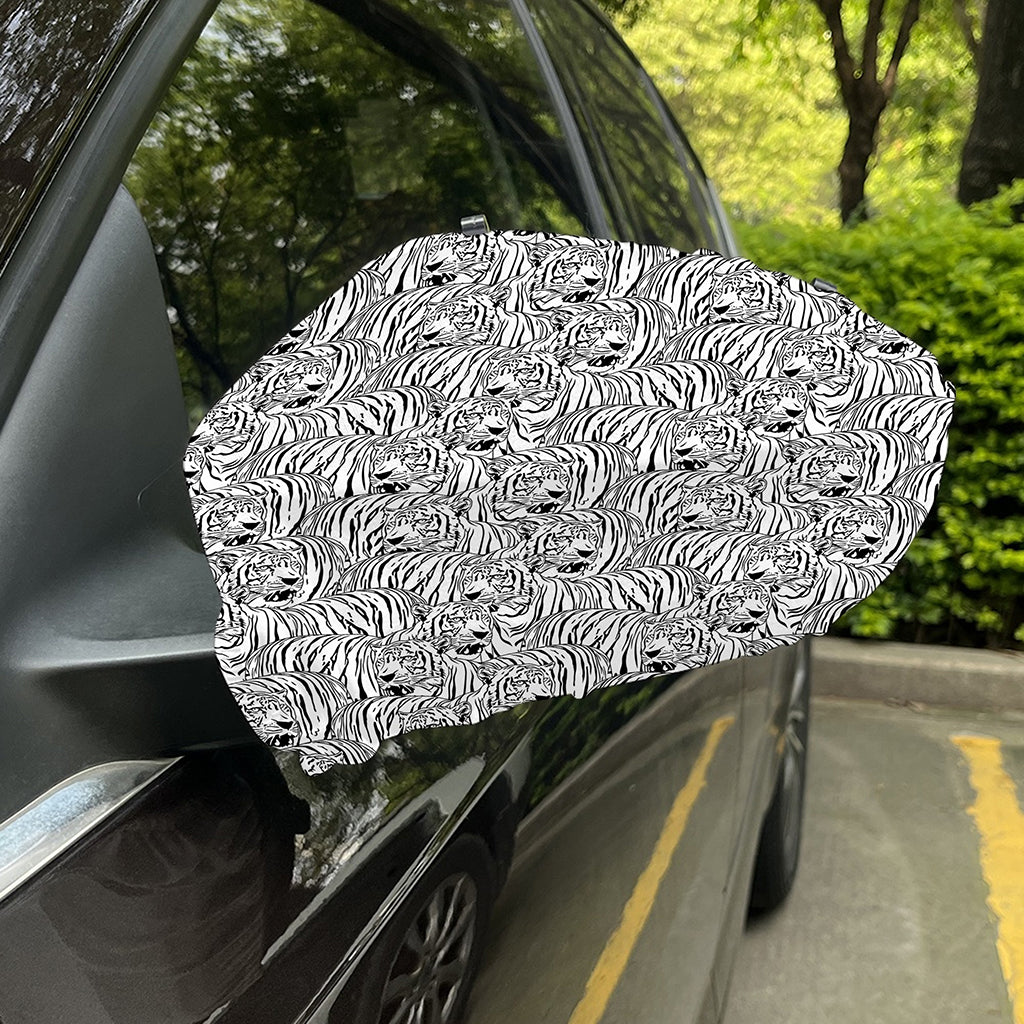Black And White Tiger Pattern Print Car Side Mirror Covers