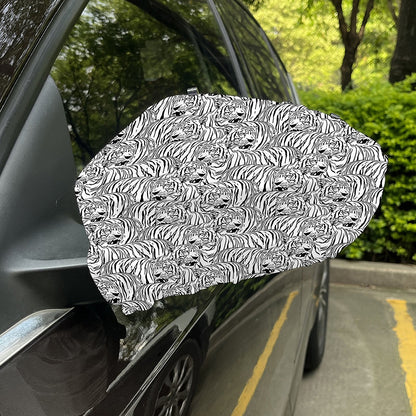Black And White Tiger Pattern Print Car Side Mirror Covers