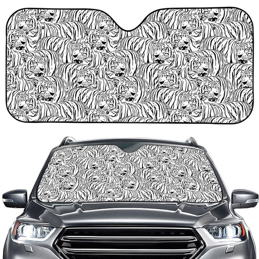 Black And White Tiger Pattern Print Car Windshield Sun Shade