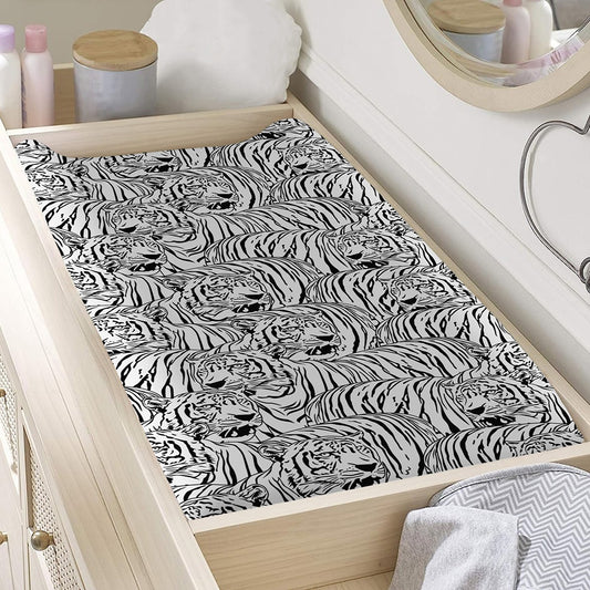 Black And White Tiger Pattern Print Changing Pad Cover