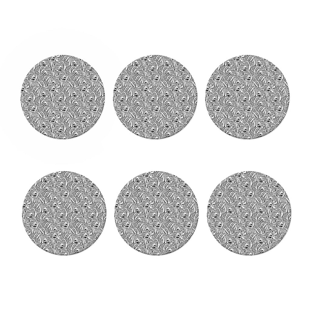 Black And White Tiger Pattern Print Coaster Set