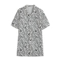 Black And White Tiger Pattern Print Cotton Hawaiian Shirt