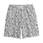 Black And White Tiger Pattern Print Cotton Shorts
