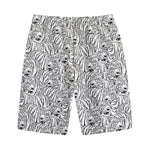 Black And White Tiger Pattern Print Cotton Shorts