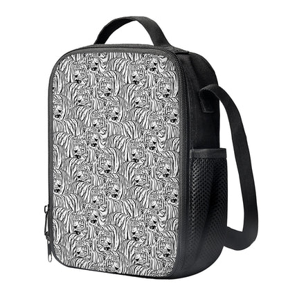Black And White Tiger Pattern Print Crossbody Lunch Bag
