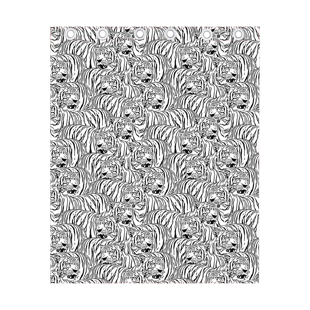 Black And White Tiger Pattern Print Curtain