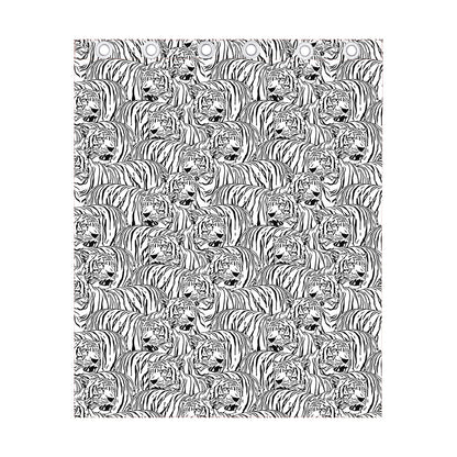 Black And White Tiger Pattern Print Curtain
