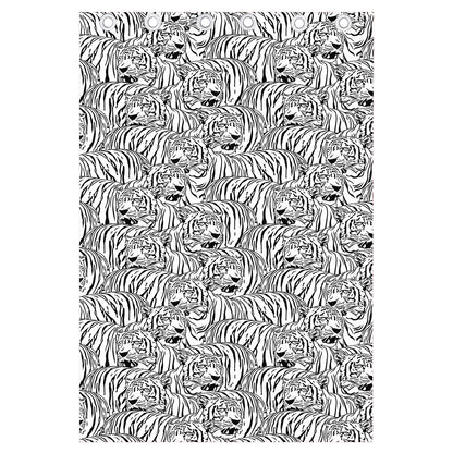 Black And White Tiger Pattern Print Curtain