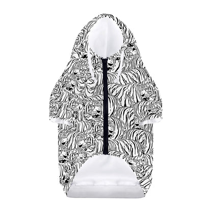 Black And White Tiger Pattern Print Dog Zip Up Hoodie