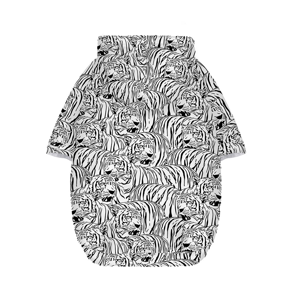 Black And White Tiger Pattern Print Dog Zip Up Hoodie