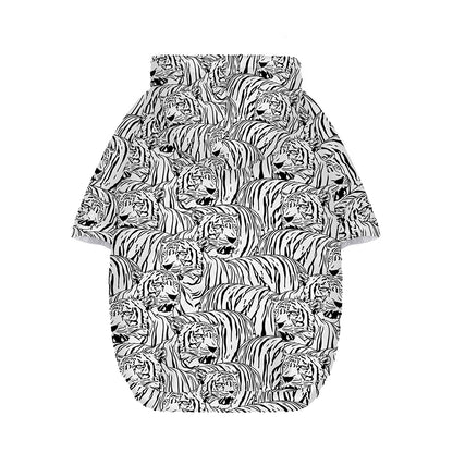 Black And White Tiger Pattern Print Dog Zip Up Hoodie