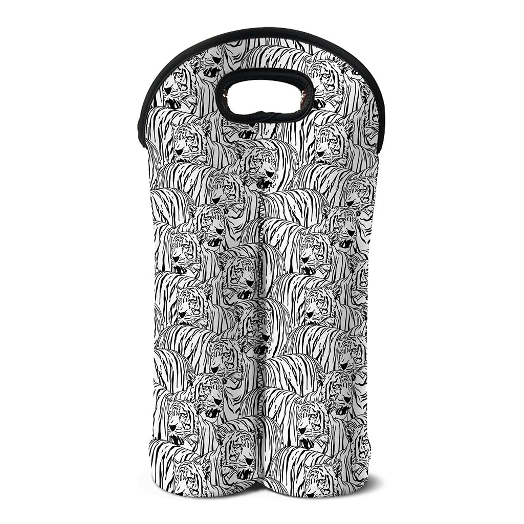Black And White Tiger Pattern Print Double Neoprene Wine Tote