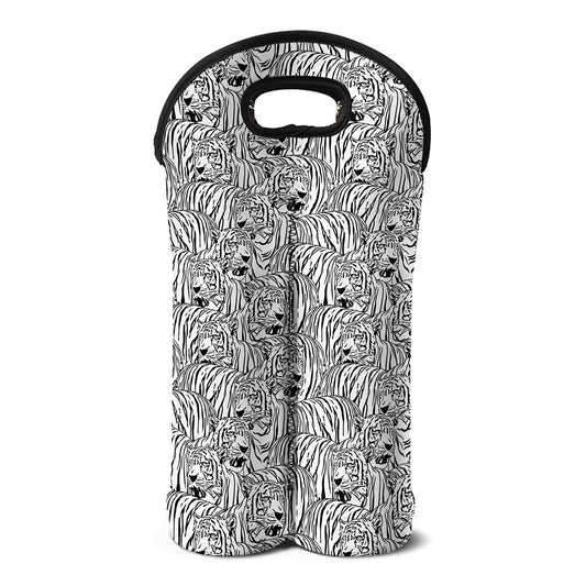 Black And White Tiger Pattern Print Double Neoprene Wine Tote