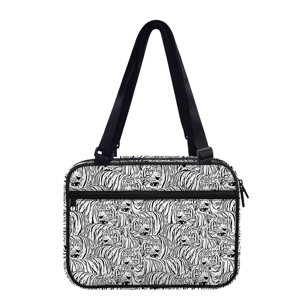 Black And White Tiger Pattern Print Double Strap Bible Bag