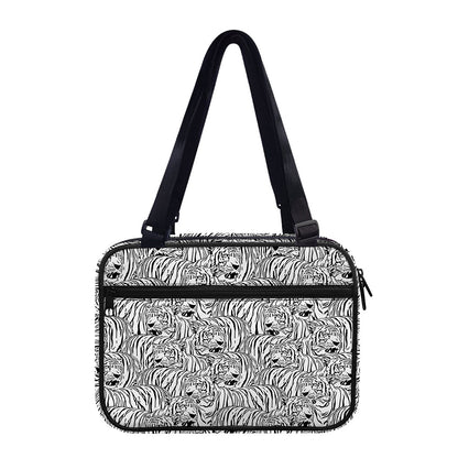 Black And White Tiger Pattern Print Double Strap Bible Bag