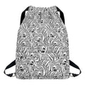 Black And White Tiger Pattern Print Drawstring Backpack