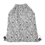 Black And White Tiger Pattern Print Drawstring Bag
