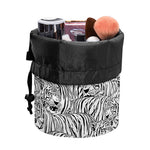 Black And White Tiger Pattern Print Drawstring Makeup Bag