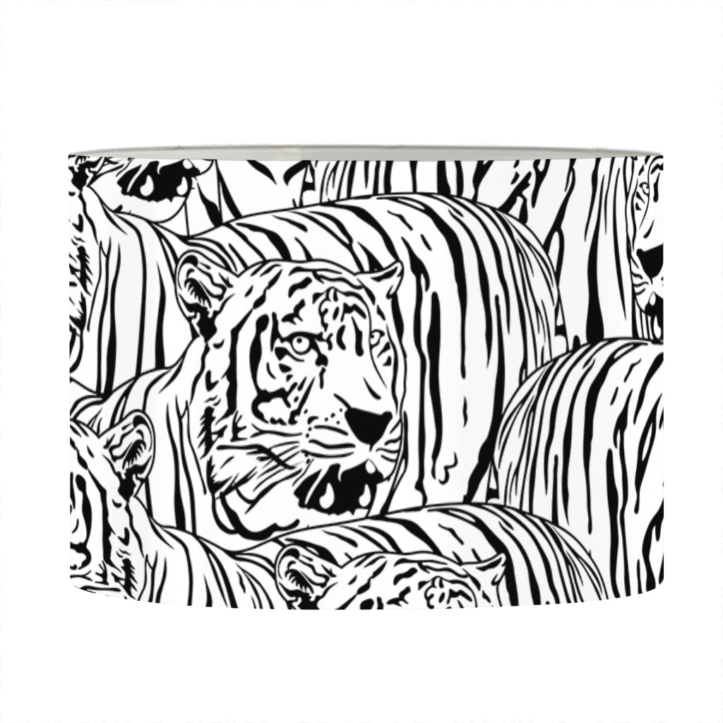 Black And White Tiger Pattern Print Drum Lamp Shade