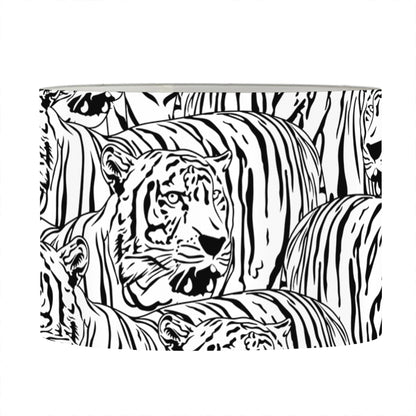 Black And White Tiger Pattern Print Drum Lamp Shade