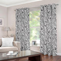 Black And White Tiger Pattern Print Extra Wide Grommet Curtains